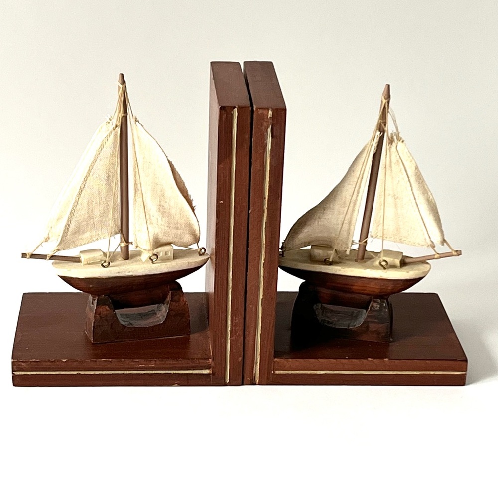 Vintage Nautical Sailboat Bookends